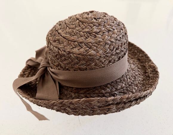 Helen Kaminski Accessories - Helen Kaminski Newport Raffia Braid Boater Sun Hat Size 57 Nougat Brown Bow